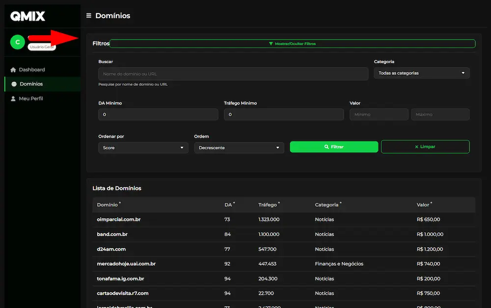 Plataforma QMIX para comprar backlinks em +400 portais brasileiros